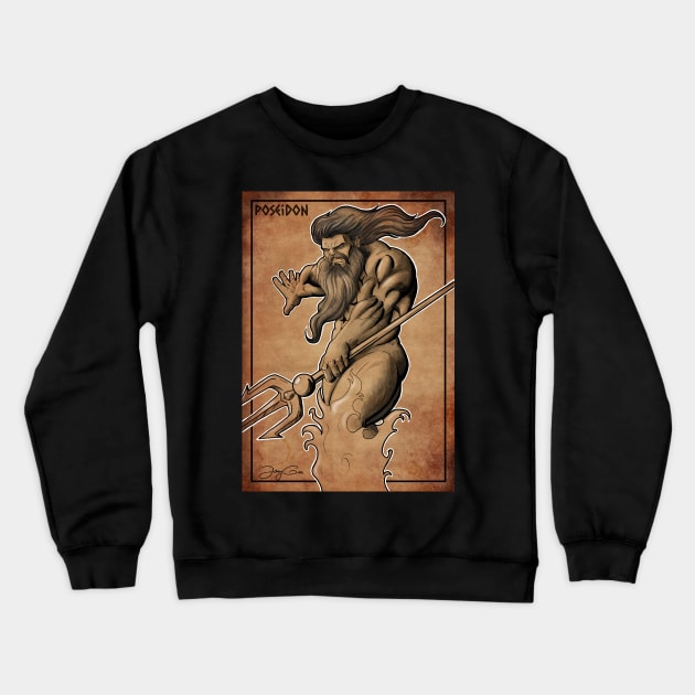 Poseidon Crewneck Sweatshirt by JayGeeArt